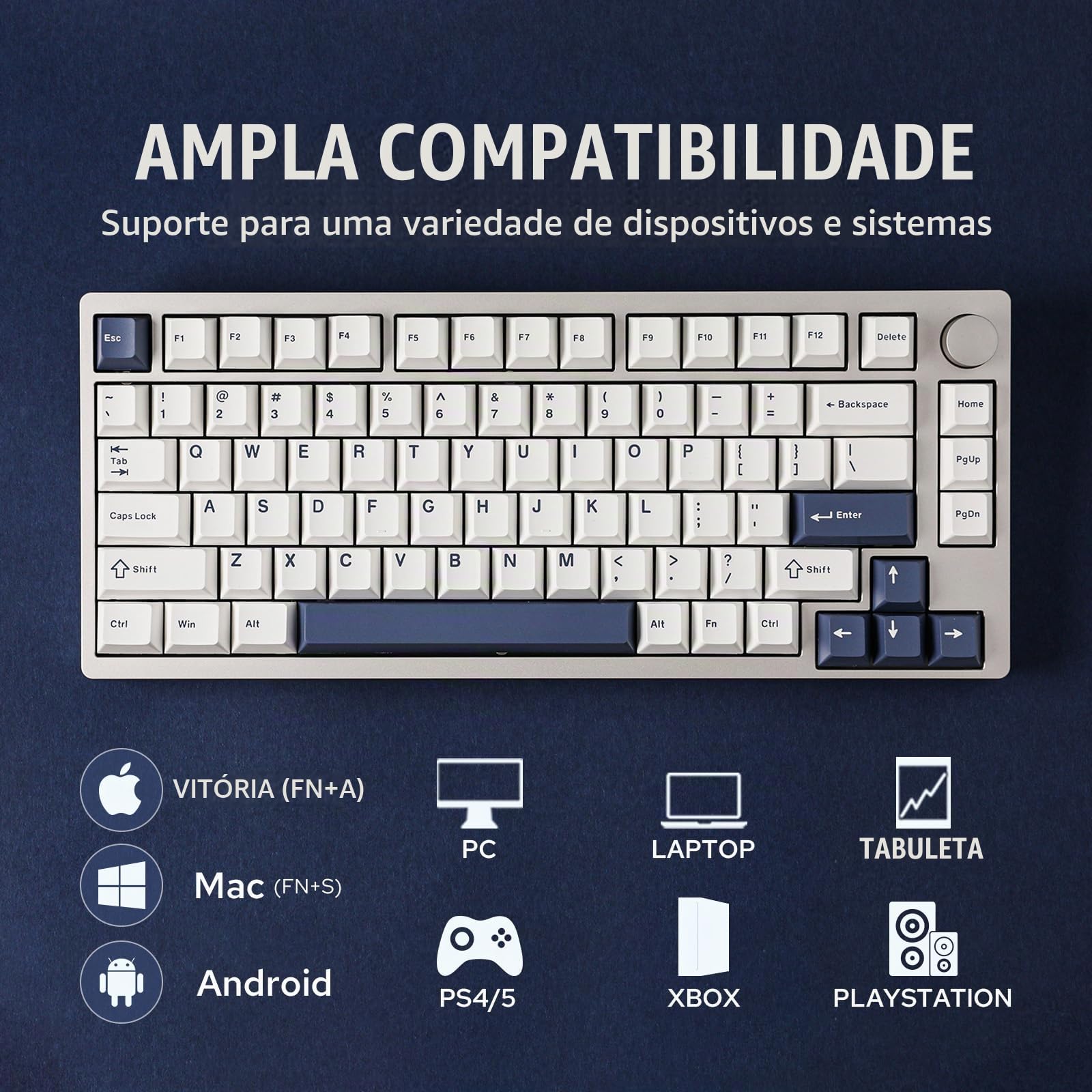 EPOMAKER P75 US配列 メカニカルキーボード EPOMAKER Teclado mecânico de alumínio sem fio P75, BT 5.0/2.4GHz